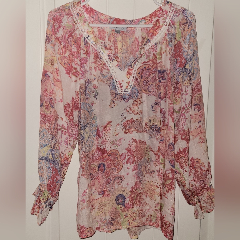 Floral and Ivy Floral Print Women's Top Small